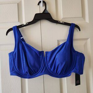 Wild Fable Blue Underwire Ribbed Bikini Top Adjustable Straps Removable Pads 24